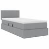 vidaXL Lit avec rangement et LED avec LED Gris clair 90 x 200 cm tissu