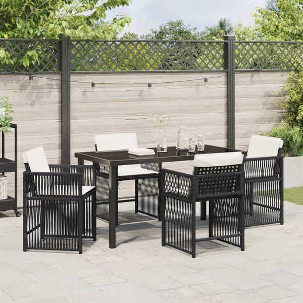 vidaXL Ensemble de salle &agrave; manger pour jardin 5 pcs Noir polyrotin