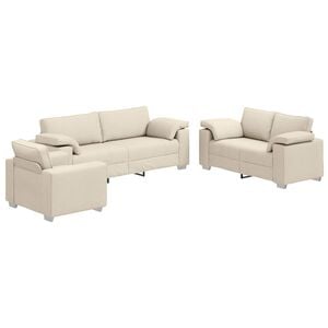 vidaXL Canap&eacute; 2 pc Beige Tissu en lin m&eacute;lang&eacute;