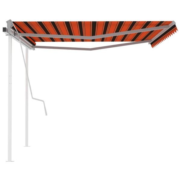 vidaXL Auvent manuel r&eacute;tractable avec poteaux 4,5x3,5 m Orange marron