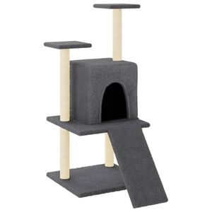 vidaXL Arbre &agrave; chat avec griffoirs en sisal gris fonc&eacute; 110 cm