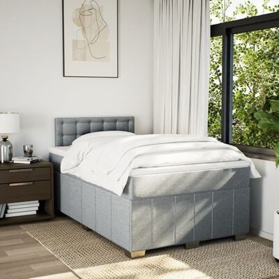 vidaXL Sommier à lattes de lit avec matelas Gris clair 120x200cm Tissu