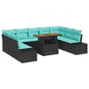 vidaXL Ensemble de canap&eacute; de jardin 10 pc Noir Poly rotin