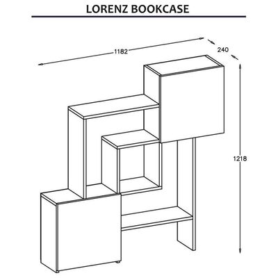 Homemania Étagère à livres Lorenz 118,2x24x121,8 cm Blanc et noyer