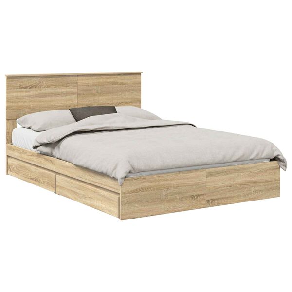 vidaXL Lit de Rangement Ch&ecirc;ne Sonoma 135 x 190 cm Bois d'ing&eacute;nierie