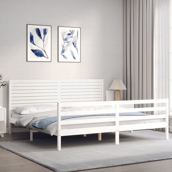 vidaXL Cadre de lit sans matelas blanc 200x200 cm bois massif