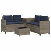 vidaXL Canap&eacute; de jardin avec table et coussins en forme de L gris