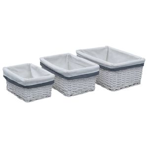 vidaXL Ensemble de paniers gigognes 3 pcs Blanc Saule