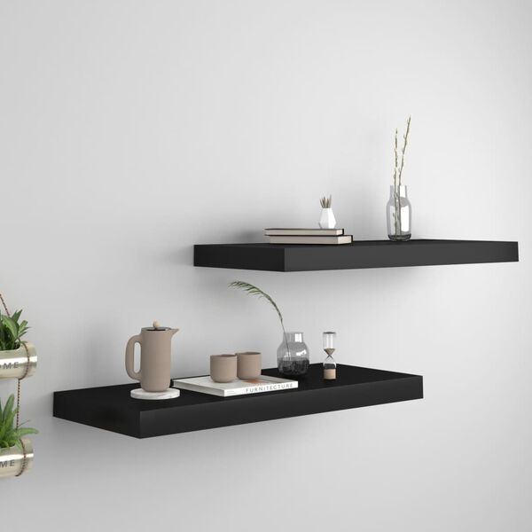 vidaXL &Eacute;tag&egrave;res murales flottantes 2 pcs noir 60x23,5x3,8 cm MDF