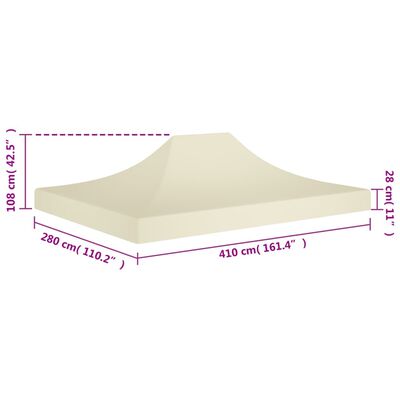 vidaXL Toit de tente de réception 4x3 m Crème 270 g/m²