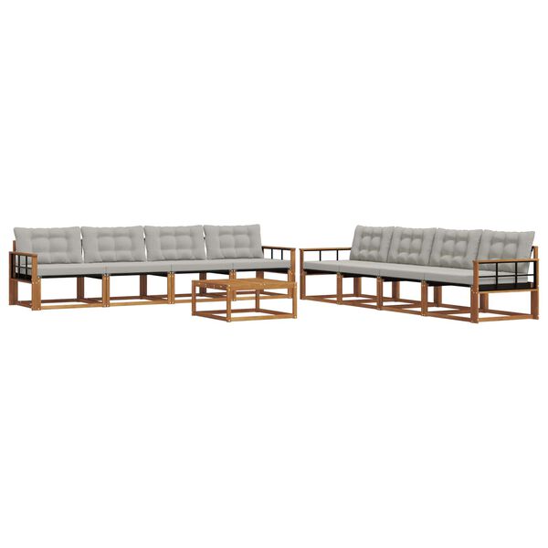 vidaXL Ensemble de canap&eacute;s d'ext&eacute;rieur 9 pcs Gris Naturel et Clair