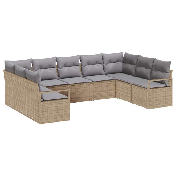 vidaXL Ensemble de Canap&eacute;s avec coussin 9 pcs Beige polyrotin