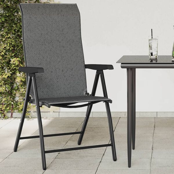 vidaXL Chaises pliables de jardin lot de 4 gris r&eacute;sine tress&eacute;e