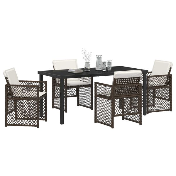 vidaXL Ensemble de salle &agrave; manger pour jardin 5 pcs Marron polyrotin