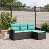 vidaXL Salon de jardin 4 pcs avec coussins noir r&eacute;sine tress&eacute;e