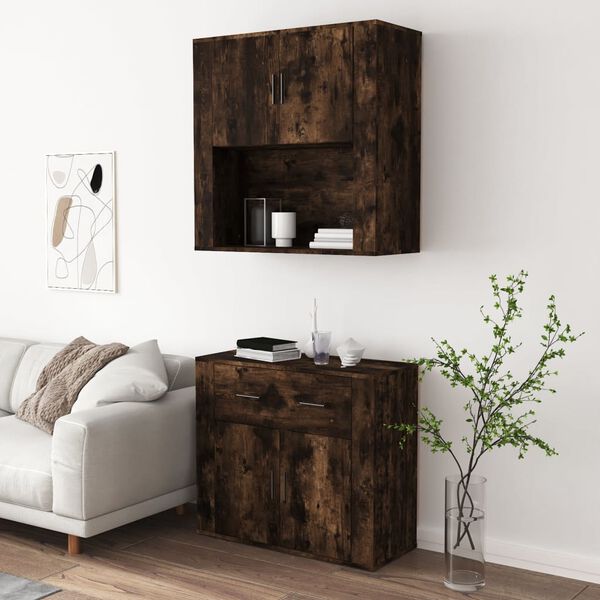 vidaXL Buffet haut Ch&ecirc;ne fum&eacute; Bois d'ing&eacute;nierie