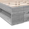 vidaXL Cadre de lit avec tiroirs sans matelas sonoma gris 180x200 cm