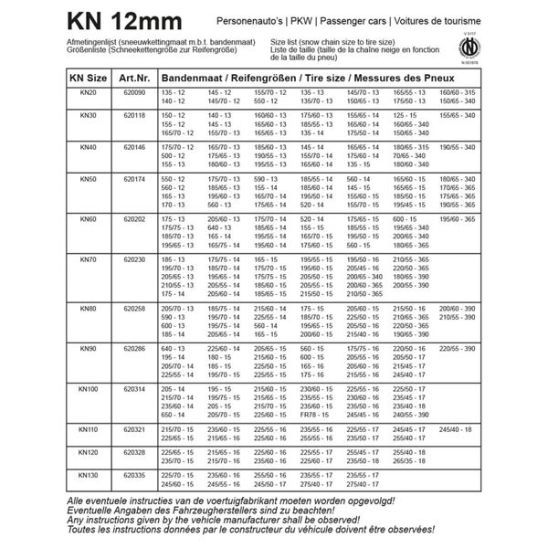 ProPlus Cha&icirc;ne antid&eacute;rapante de voiture 2 pcs 12 mm KN120