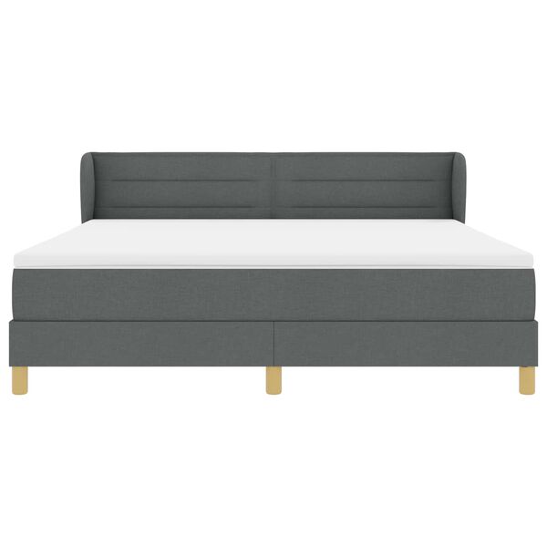 vidaXL Lit &agrave; ressorts avec matelas Gris fonc&eacute; 180 x 200 cm tissu
