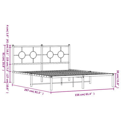 vidaXL Cadre de lit métal sans matelas avec tête de lit noir 150x200cm