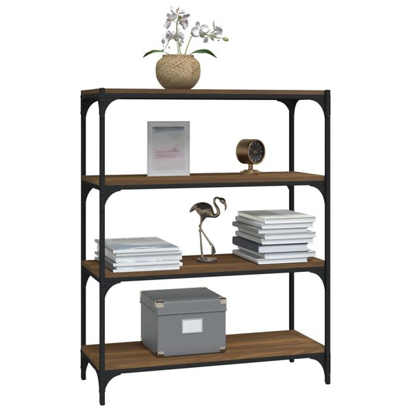 vidaXL Biblioth&egrave;que Ch&ecirc;ne brun 80x33x100 cm Bois d'ing&eacute;nierie et acier
