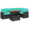 vidaXL Salon de jardin 6 pcs avec coussins noir r&eacute;sine tress&eacute;e