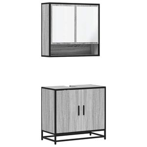 vidaXL Ensemble de meubles de salle de bain 2 pcs Sonoma gris