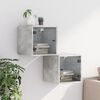 vidaXL Tables de chevet et portes vitr&eacute;es 2 pcs gris b&eacute;ton 35x37x35 cm