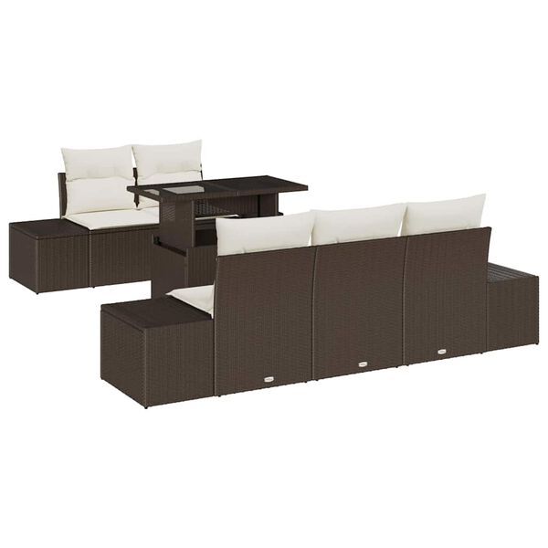 vidaXL Ensemble de canap&eacute; de jardin avec coussin 6 pcs Marron et Cr&egrave;me
