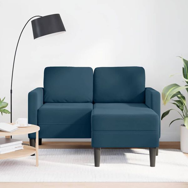 vidaXL Canap&eacute; 2 places avec m&eacute;ridienne en L bleu 125 cm velours