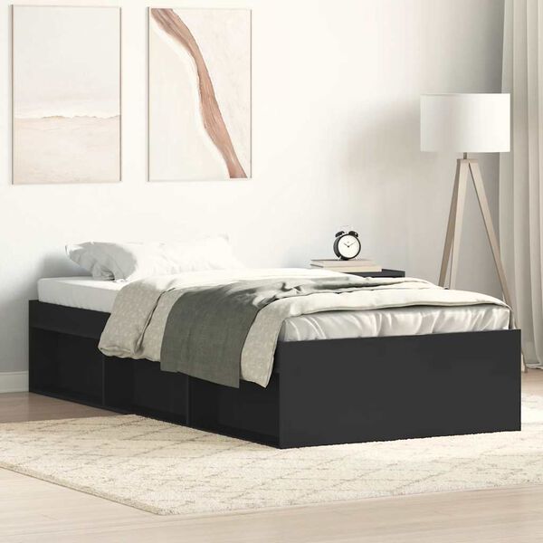 vidaXL Cadre de lit sans matelas noir 75x190 cm