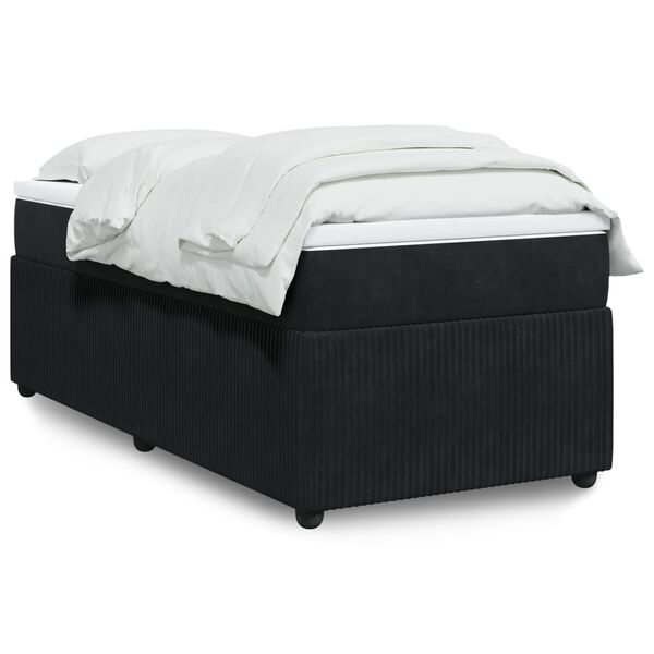 vidaXL Sommier &agrave; lattes de lit avec matelas Noir 90x190 cm Velours