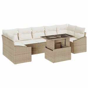 vidaXL Ensemble de canap&eacute; de jardin 8 pcs beige et cr&egrave;me polyrotin
