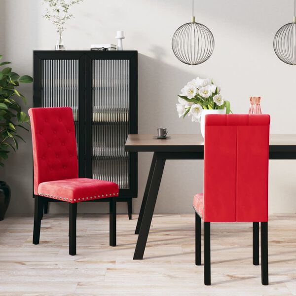 vidaXL Chaises &agrave; manger lot de 2 rouge bordeaux velours