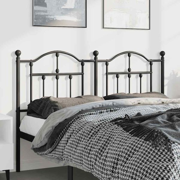 vidaXL T&ecirc;te de lit de remplacement m&eacute;tal noir 135 cm