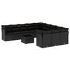 vidaXL Salon de jardin 12 pcs avec coussins noir r&eacute;sine tress&eacute;e