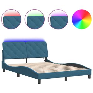 vidaXL Cadre de lit avec LED sans matelas bleu 140x200 cm velours