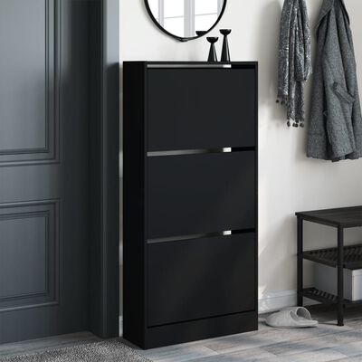 vidaXL Armoire à chaussures noir 60x21x125,5 cm bois d'ingénierie