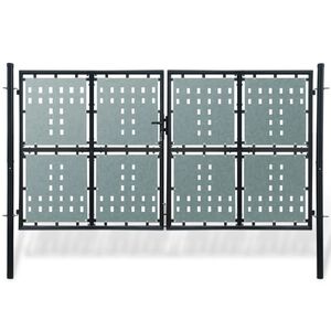 vidaXL Portail de cl&ocirc;ture noir &agrave; une porte 300x175 cm