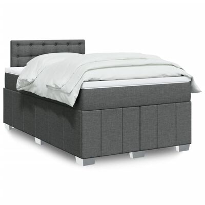 vidaXL Sommier à lattes de lit avec matelas gris foncé 120x190cm tissu