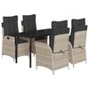vidaXL Ensemble &agrave; manger de jardin et coussins 5 pcs gris clair rotin