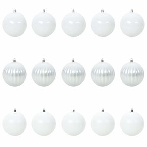 vidaXL Ensemble de Boules de No&euml;l XL 15 pc Blanc &Oslash; 10 cm Plastique LED