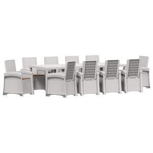 vidaXL Ensemble de salle &agrave; manger pour jardin 11 pc Blanc et taupe PP