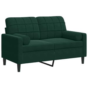 vidaXL Canap&eacute; 2 places avec oreillers vert fonc&eacute; 120 cm velours
