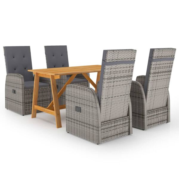 vidaXL Ensemble &agrave; manger de jardin 5 pcs Gris