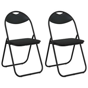 vidaXL Chaise pliante 2 pcs Noir 48 x 43,5 x 81 cm Simili cuir