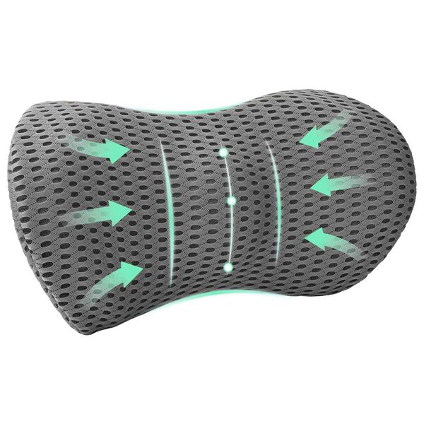 vidaXL Coussin dorsal Gris Mousse &agrave; m&eacute;moire de forme 47,5 x 23 x 12 cm