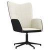 vidaXL Chaise de relaxation avec tabouret Blanc cr&egrave;me Velours et PVC