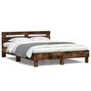 vidaXL Cadre de lit avec LED sans matelas ch&ecirc;ne fum&eacute; 140x200 cm