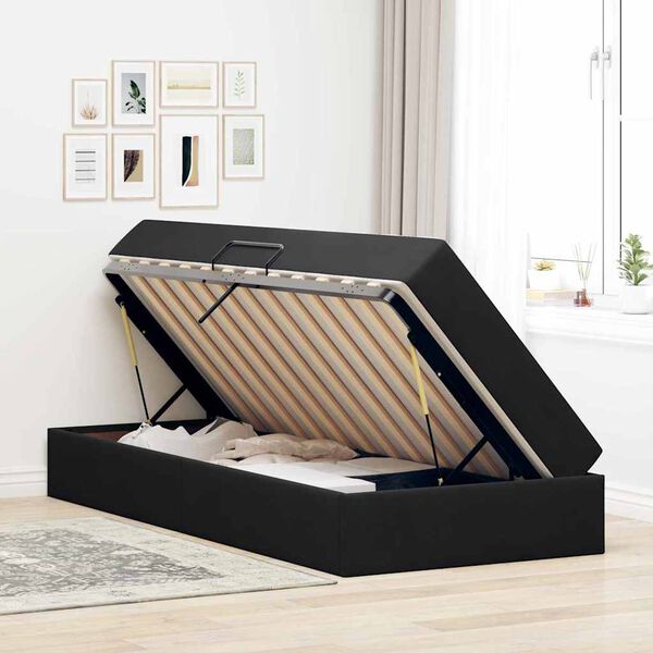 vidaXL Lit avec rangement et matelas Noir 100 x 200 cm Velours
